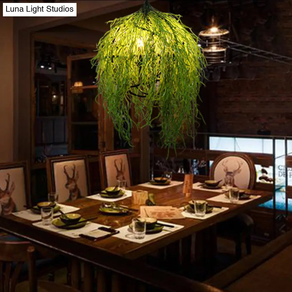 Green Industrial Pendant Light Fixture: 3/4 Bulbs 18’/21.5’ Wide Metal Led Hanging Lamp Kit For