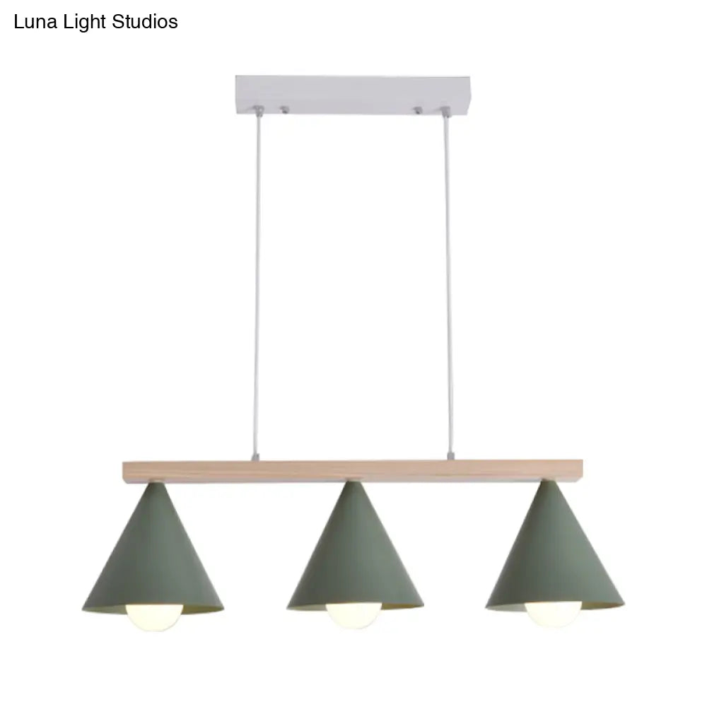 Green Iron Island Pendant With Nordic Design- 3/5 Head Ceiling Light