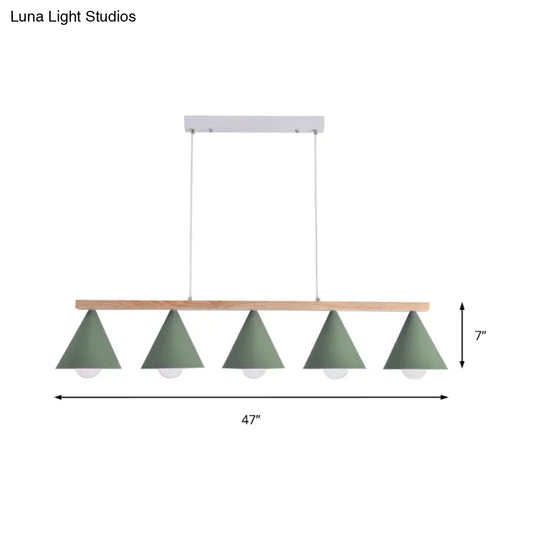 Green Iron Island Pendant With Nordic Design- 3/5 Head Ceiling Light