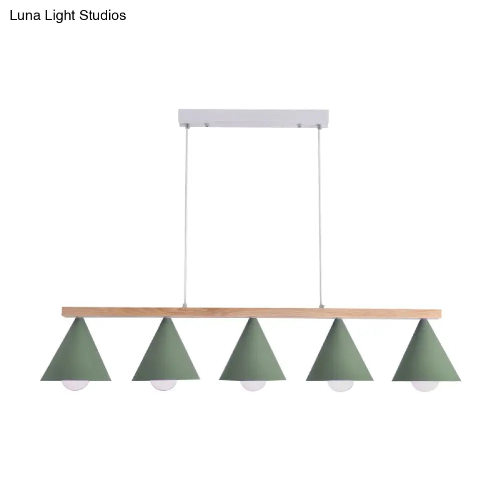 Green Iron Island Pendant With Nordic Design- 3/5 Head Ceiling Light