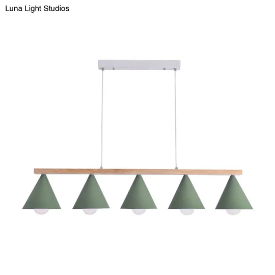 Green Iron Island Pendant With Nordic Design- 3/5 Head Ceiling Light