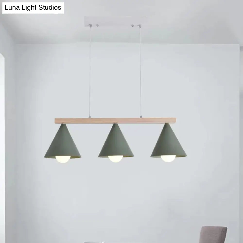 Green Iron Island Pendant With Nordic Design- 3/5 Head Ceiling Light