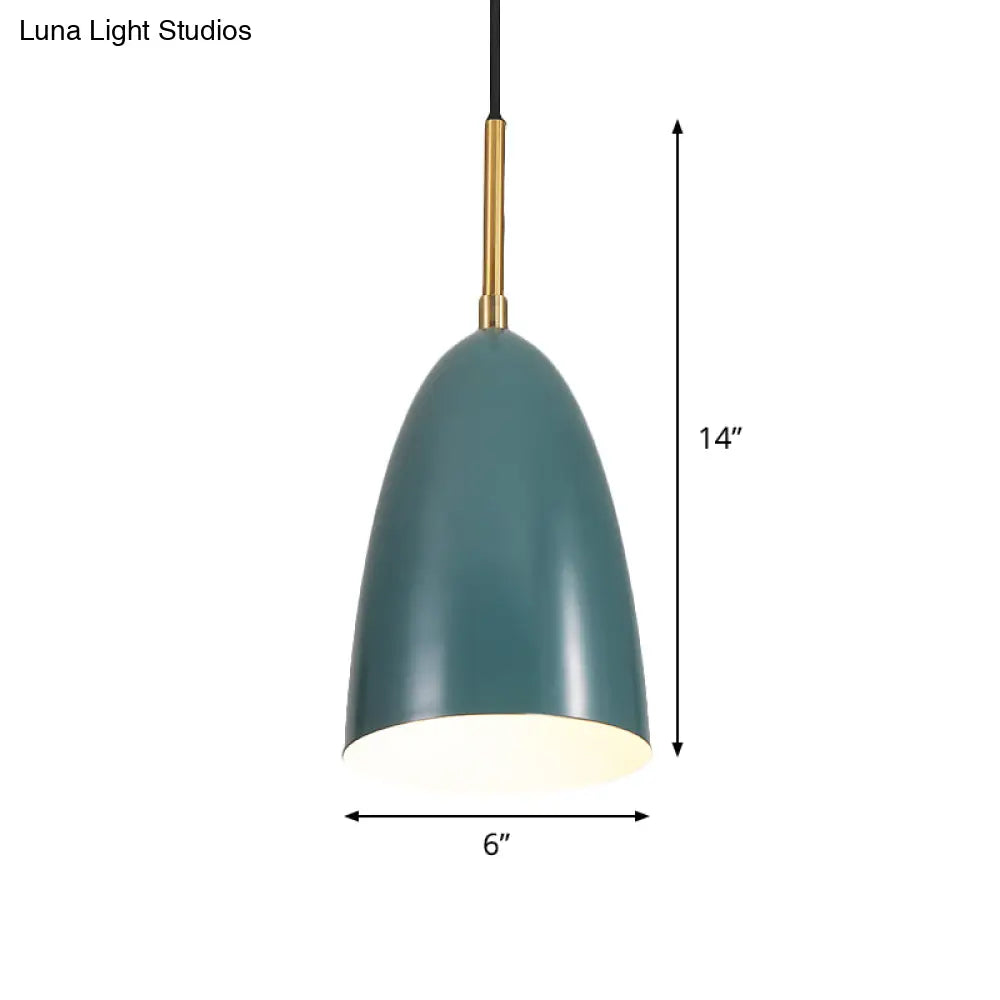 Green Macaron Bullet Pendant Ceiling Light - Sleek Metal Suspended Fixture