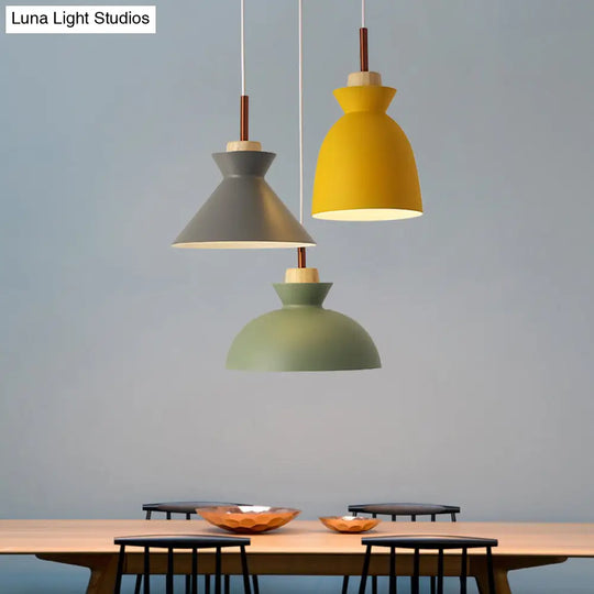 Green Macaron Cluster Pendant Metal Ceiling Hang Lamp With 3 Lights - Kitchen/Dining Room Cookware