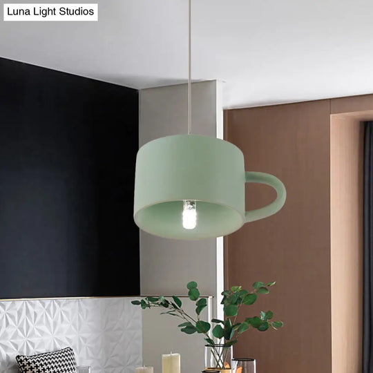 Nordic-Style Green Ceramic Led Pendant Lamp For Modern Restaurants