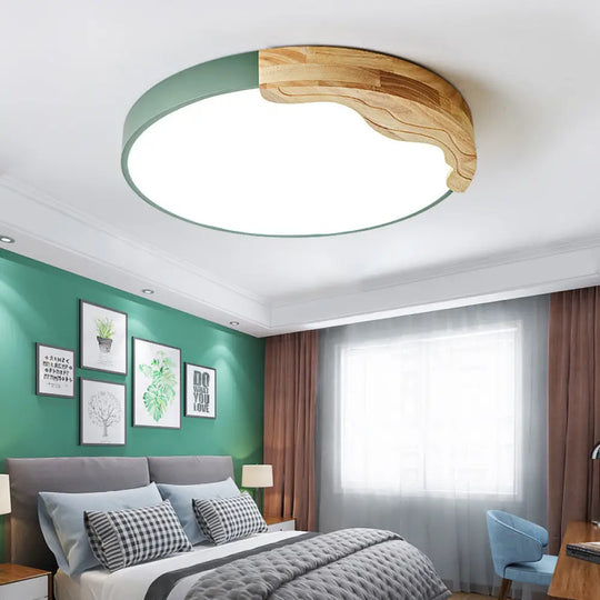 Green Nordic Led Ceiling Light For Cozy Adult Bedrooms - Warm/White / White