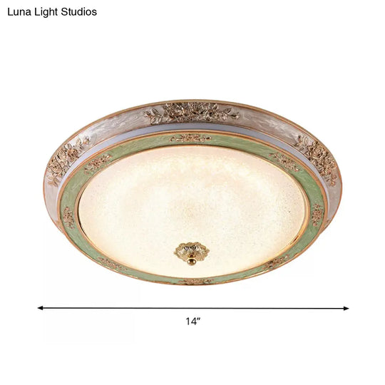 Green Seeded Glass Flush Mount Led Lamp In Warm/White Light Available 3 Sizes: 14’ 16’ 19.5