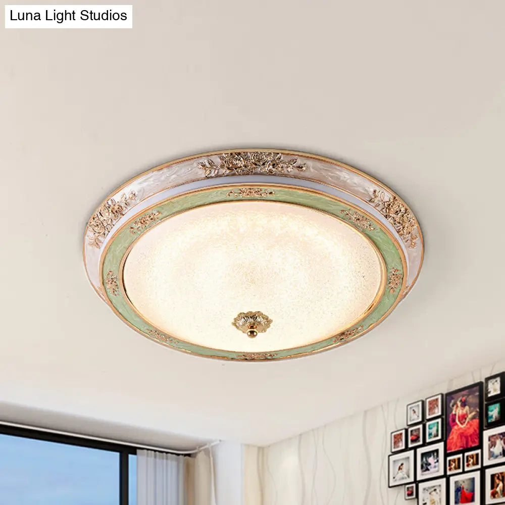 Green Seeded Glass Flush Mount Led Lamp In Warm/White Light Available 3 Sizes: 14’ 16’ 19.5