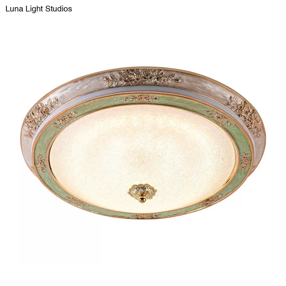 Green Seeded Glass Flush Mount Led Lamp In Warm/White Light Available 3 Sizes: 14 16 19.5