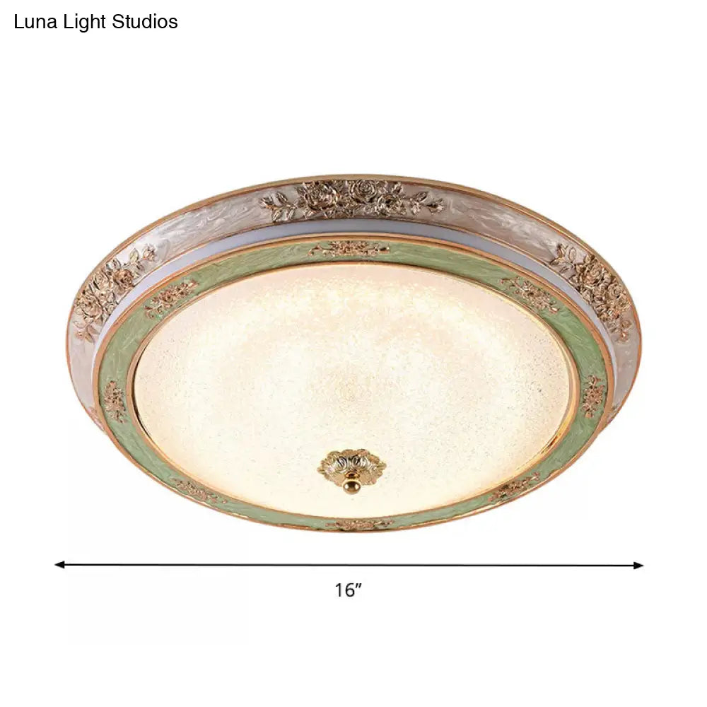 Green Seeded Glass Flush Mount Led Lamp In Warm/White Light Available 3 Sizes: 14 16 19.5
