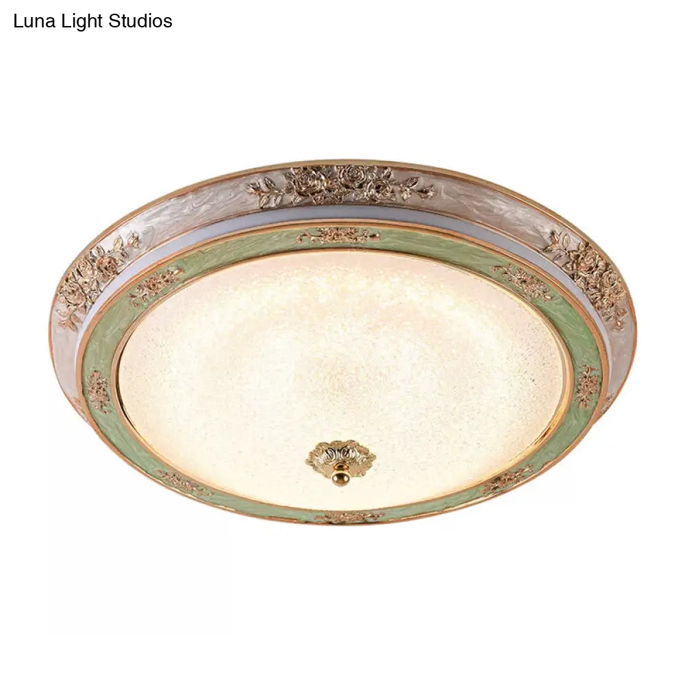Green Seeded Glass Flush Mount Led Lamp In Warm/White Light Available 3 Sizes: 14’ 16’ 19.5 / Warm