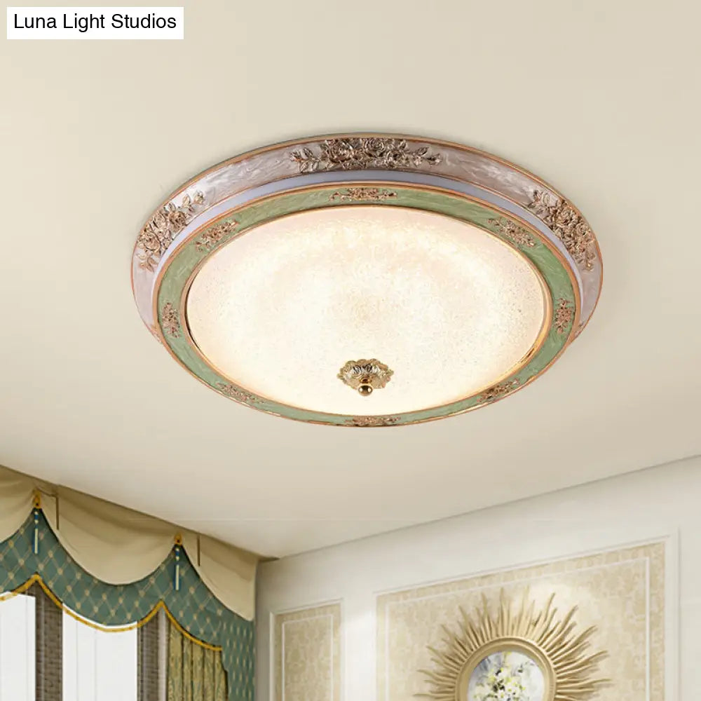 Green Seeded Glass Flush Mount Led Lamp In Warm/White Light Available 3 Sizes: 14 16 19.5 / Warm