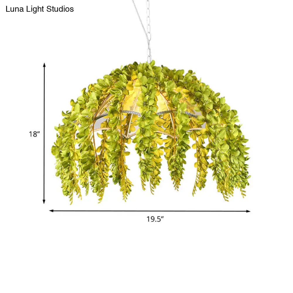 Green Vine Loft Dome Shade Ceiling Pendant - 1 Light Metal Suspension