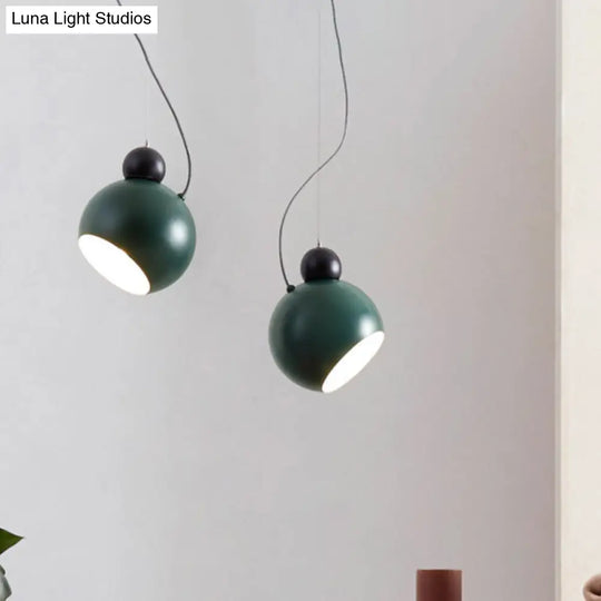 Stylish Nordic Metal Pendant Lamp - 1 Light Ceiling Lighting In Green/White For Living Room