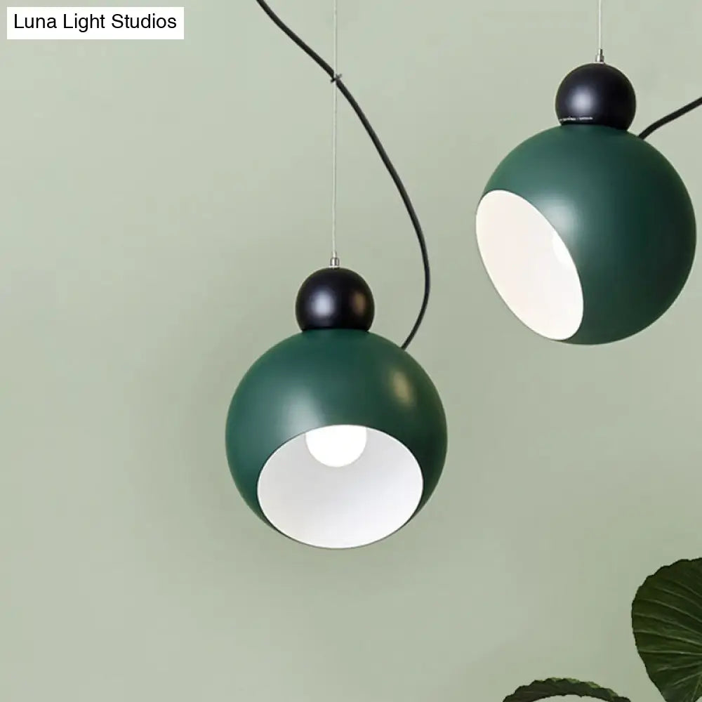 Stylish Nordic Metal Pendant Lamp - 1 Light Ceiling Lighting In Green/White For Living Room