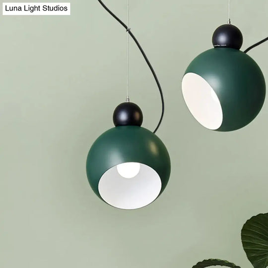 Stylish Nordic Metal Pendant Lamp - 1 Light Ceiling Lighting In Green/White For Living Room