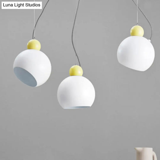 Stylish Nordic Metal Pendant Lamp - 1 Light Ceiling Lighting In Green/White For Living Room