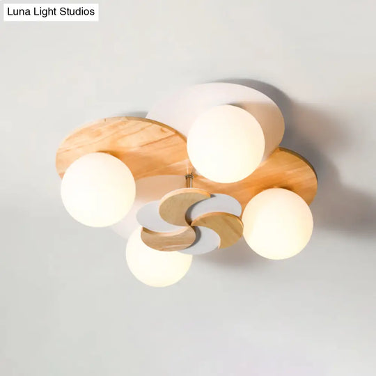 Green/White Nordic Semi - Flush Mount Lighting With 4 Bulbs For Bedroom