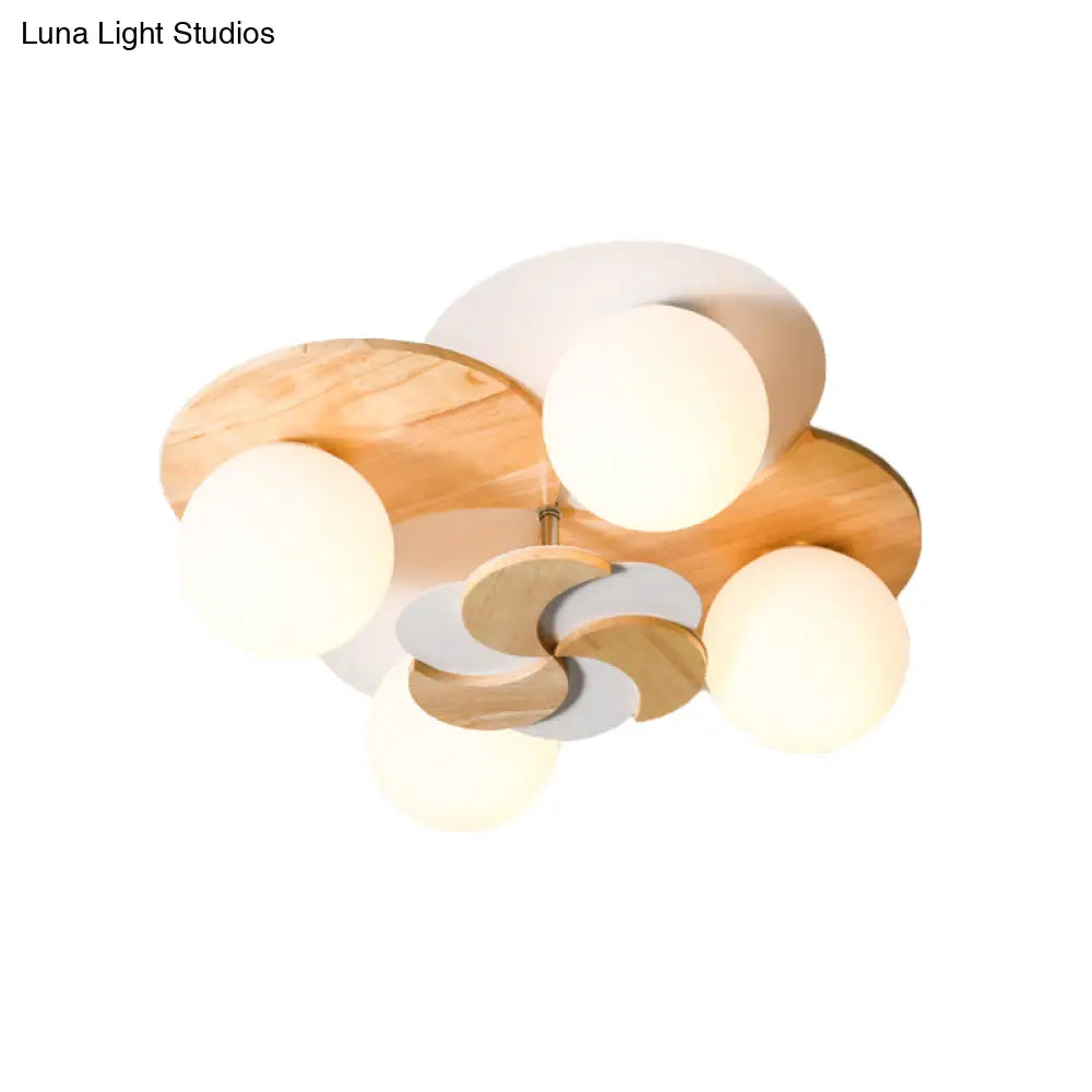 Green/White Nordic Semi - Flush Mount Lighting With 4 Bulbs For Bedroom