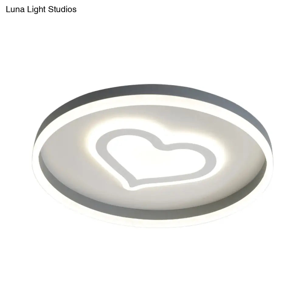 Grey Acrylic Led Ceiling Lamp: Modern Circular Flush Light With Butterfly/Loving Heart Design For