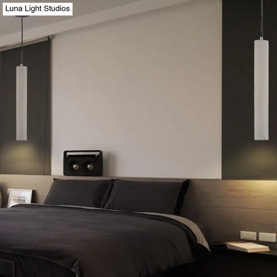 Grey Cement Tube Hanging Lamp: Minimalist Single-Bulb Ceiling Lighting For Dining Room