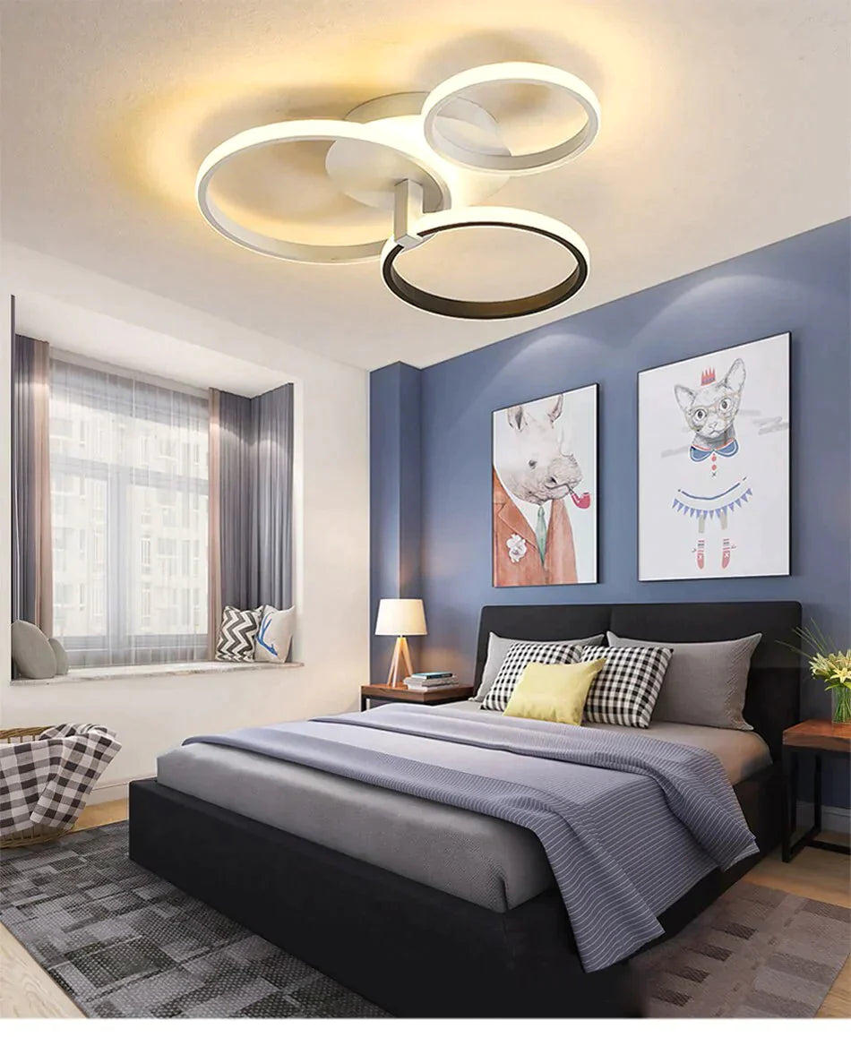 Grey Color Round Led Pendant Lights For Bedroom Home Modern Lamp Fixtures Lustre Plafonnier Dimmable