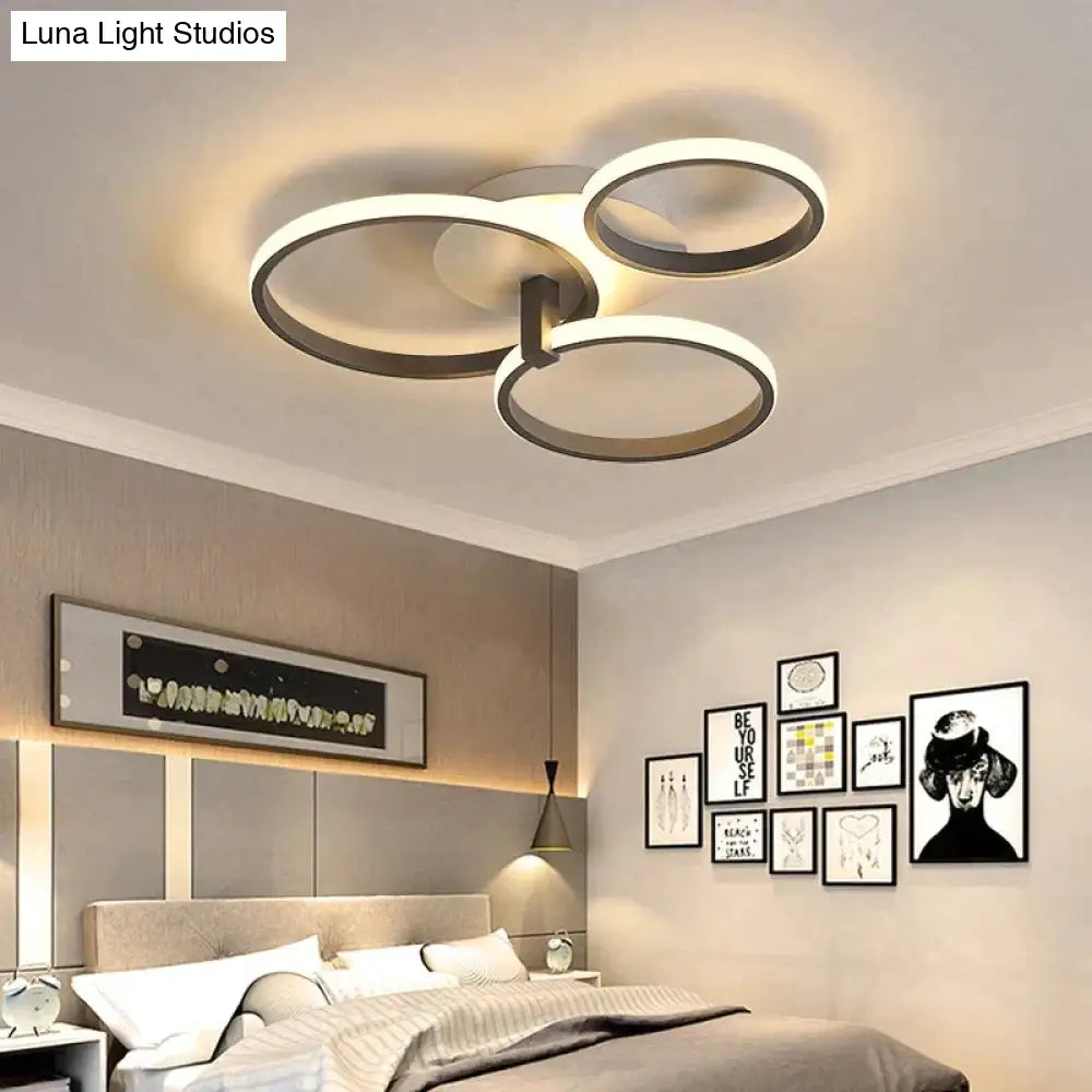 Grey Color Round Led Pendant Lights For Bedroom Home Modern Lamp Fixtures Lustre Plafonnier Dimmable