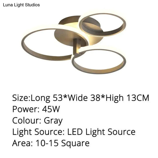 Grey Color Round Led Pendant Lights For Bedroom Home Modern Lamp Fixtures Lustre Plafonnier