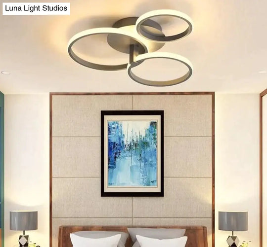 Grey Color Round Led Pendant Lights For Bedroom Home Modern Lamp Fixtures Lustre Plafonnier Dimmable