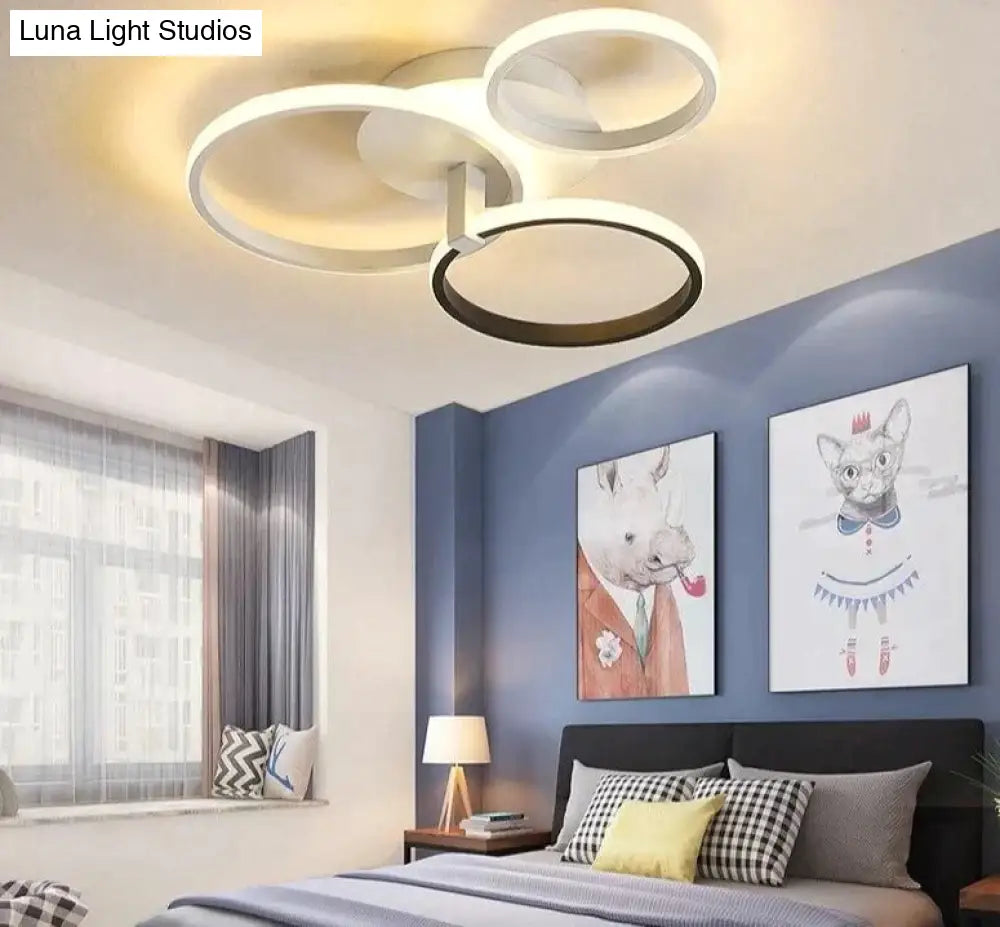 Grey Color Round Led Pendant Lights For Bedroom Home Modern Lamp Fixtures Lustre Plafonnier Dimmable