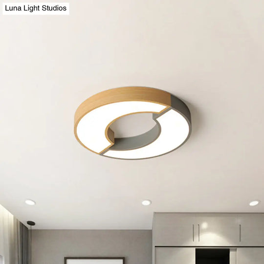 Grey/Green-Wood Double Arch Flushmount Nordic Iron Led Ceiling Mounted Light - 16.5/20.5 Diameter