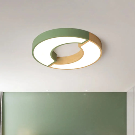 Grey/Green - Wood Double Arch Flushmount Nordic Iron Led Ceiling Mounted Light - 16.5’/20.5’