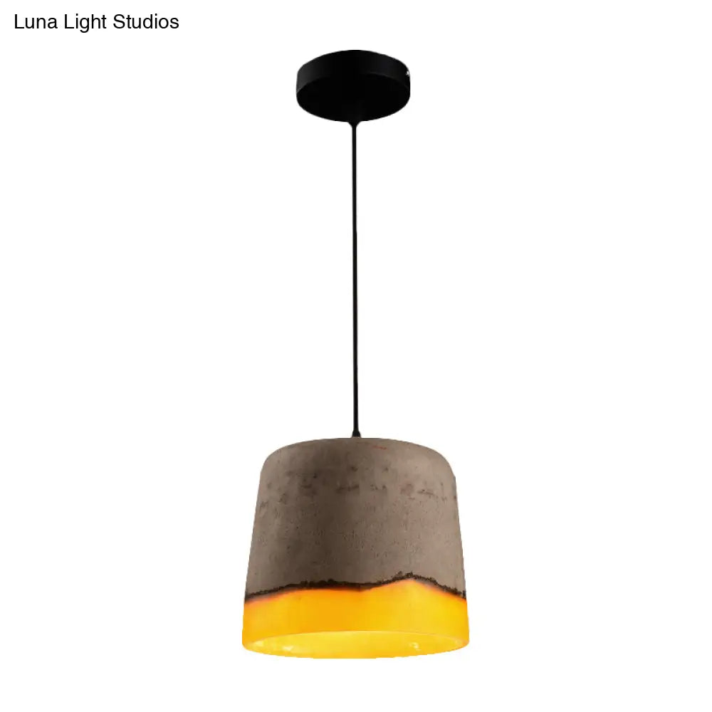 Grey Industrial Cement And Resin Pendant Lamp With 1 Head - Perfect For Restaurants!