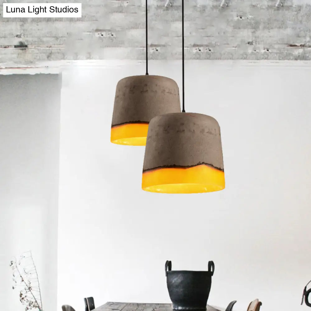 Grey Industrial Cement And Resin Pendant Lamp With 1 Head - Perfect For Restaurants!