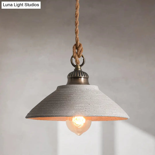 Minimalist Grey Cement Bowl Pendant Light For Dining Room Ceiling / A