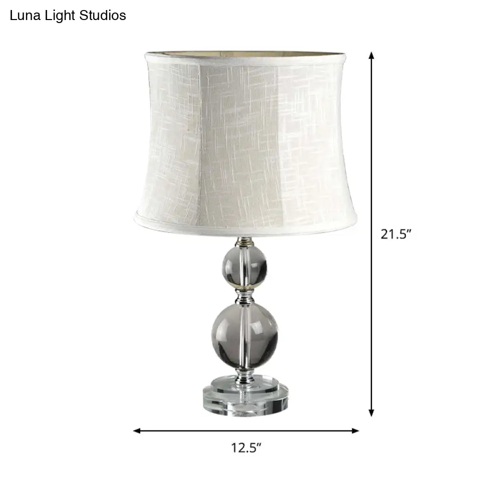 Grey Night Lamp With Crystal Ball Design And Fabric Drum Shade - Simplicity Lighting