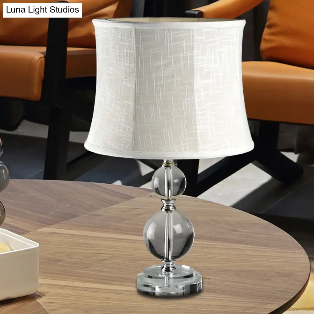 Grey Night Lamp With Crystal Ball Design And Fabric Drum Shade - Simplicity Lighting