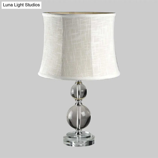 Grey Night Lamp With Crystal Ball Design And Fabric Drum Shade - Simplicity Lighting