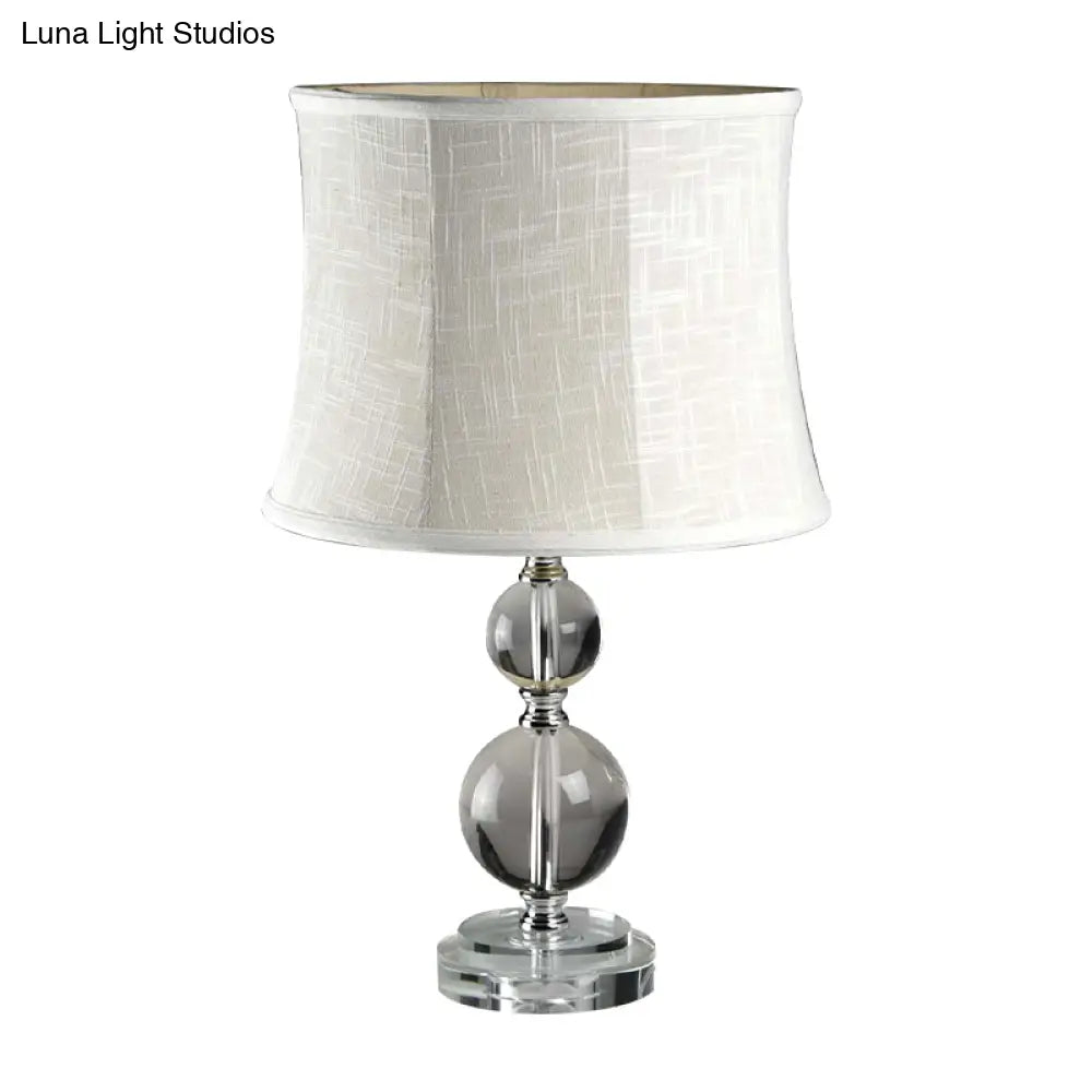 Grey Night Lamp With Crystal Ball Design And Fabric Drum Shade - Simplicity Lighting