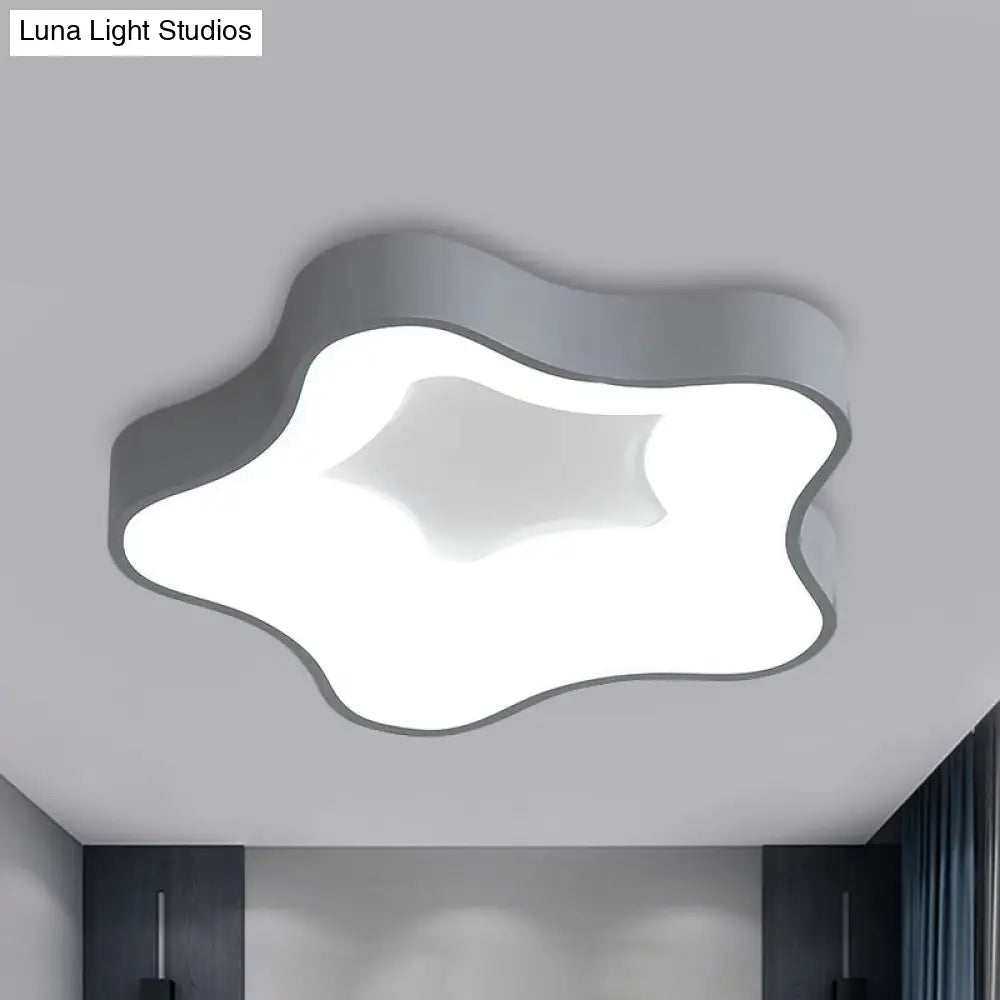 Grey Nordic Star Led Flush Ceiling Light For Bedroom - Warm/White