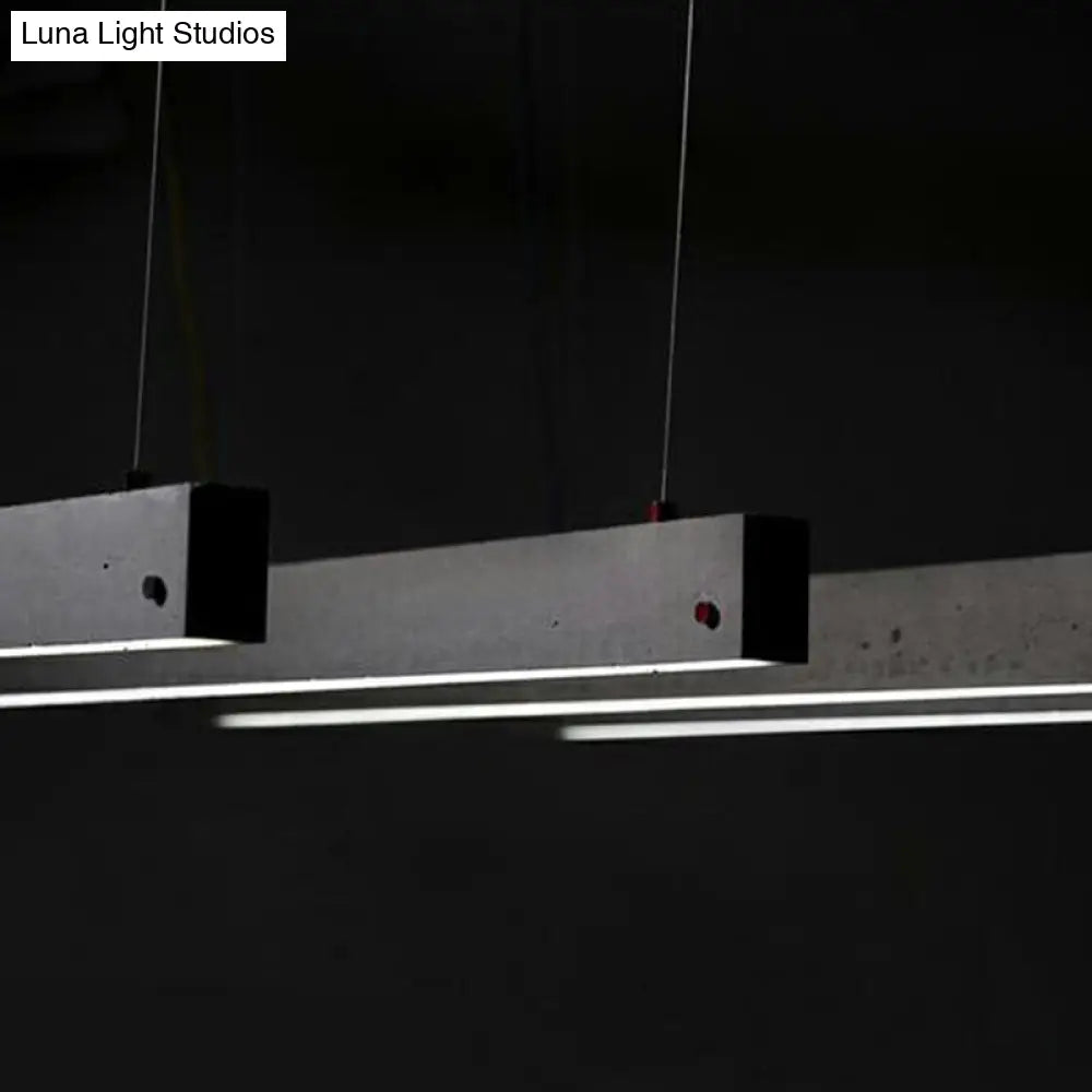 Sleek Grey Rectangular Suspension Lighting: Simplicity 1-Head Cement Ceiling Light For Office