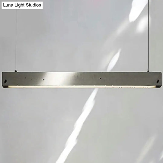 Sleek Grey Rectangular Suspension Lighting: Simplicity 1-Head Cement Ceiling Light For Office / 51