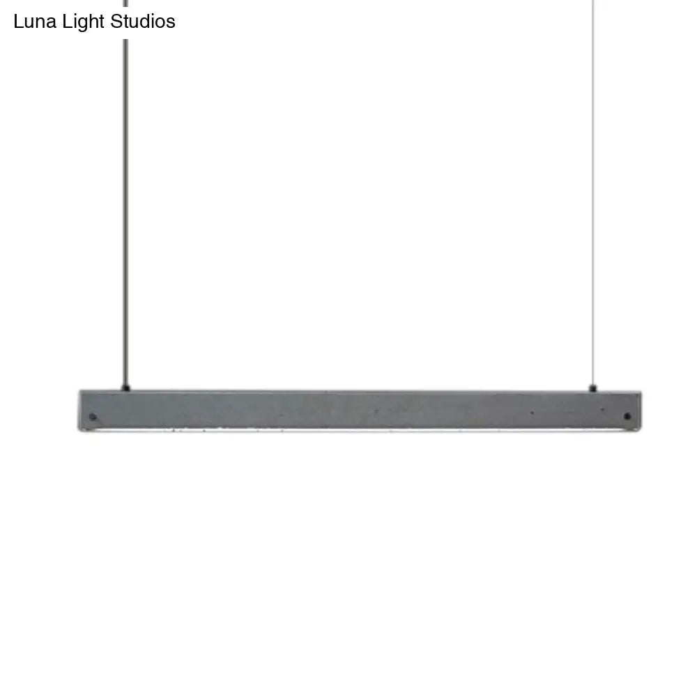 Grey Rectangular Ceiling Light For Office - Simple 1 Head Suspension Lighting In Cement