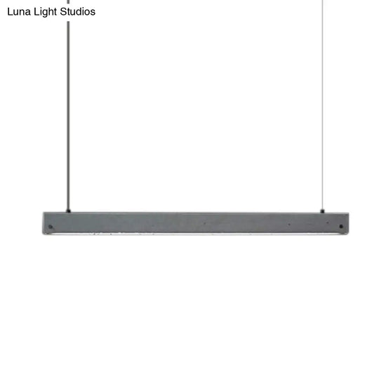 Grey Rectangular Ceiling Light For Office - Simple 1 Head Suspension Lighting In Cement