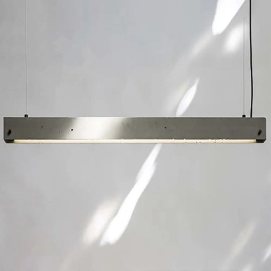 Grey Rectangular Ceiling Light For Office - Simple 1 Head Suspension Lighting In Cement / 38.5’