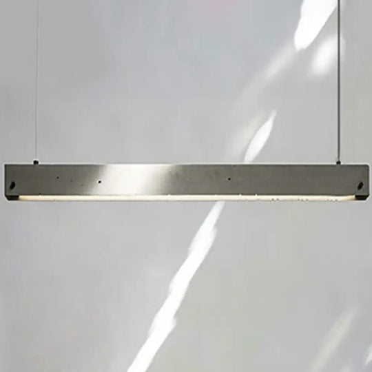 Grey Rectangular Ceiling Light For Office - Simple 1 Head Suspension Lighting In Cement / 51’