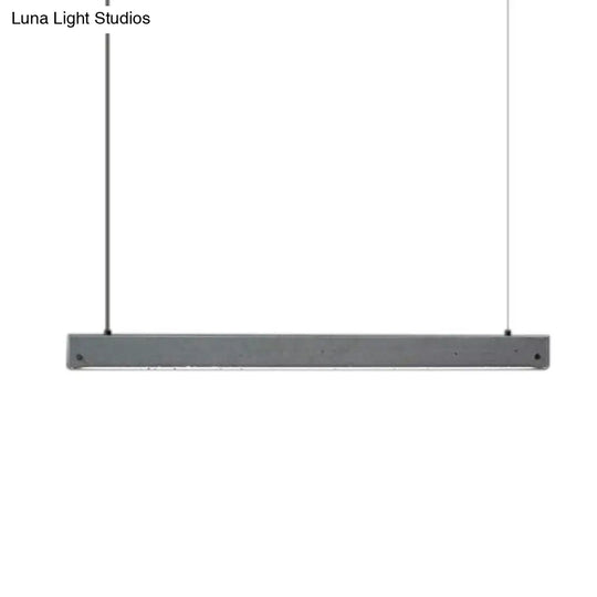 Sleek Grey Rectangular Suspension Lighting: Simplicity 1-Head Cement Ceiling Light For Office