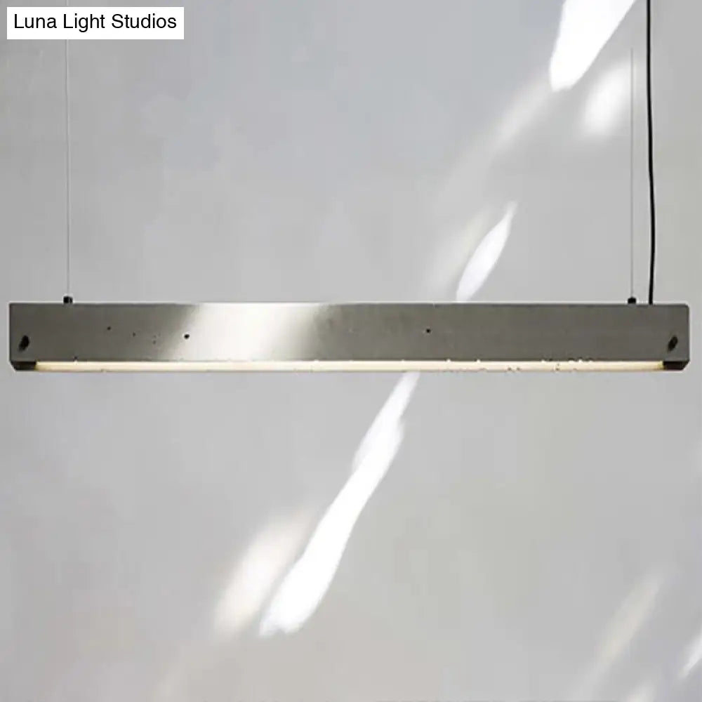 Sleek Grey Rectangular Suspension Lighting: Simplicity 1-Head Cement Ceiling Light For Office / 38.5