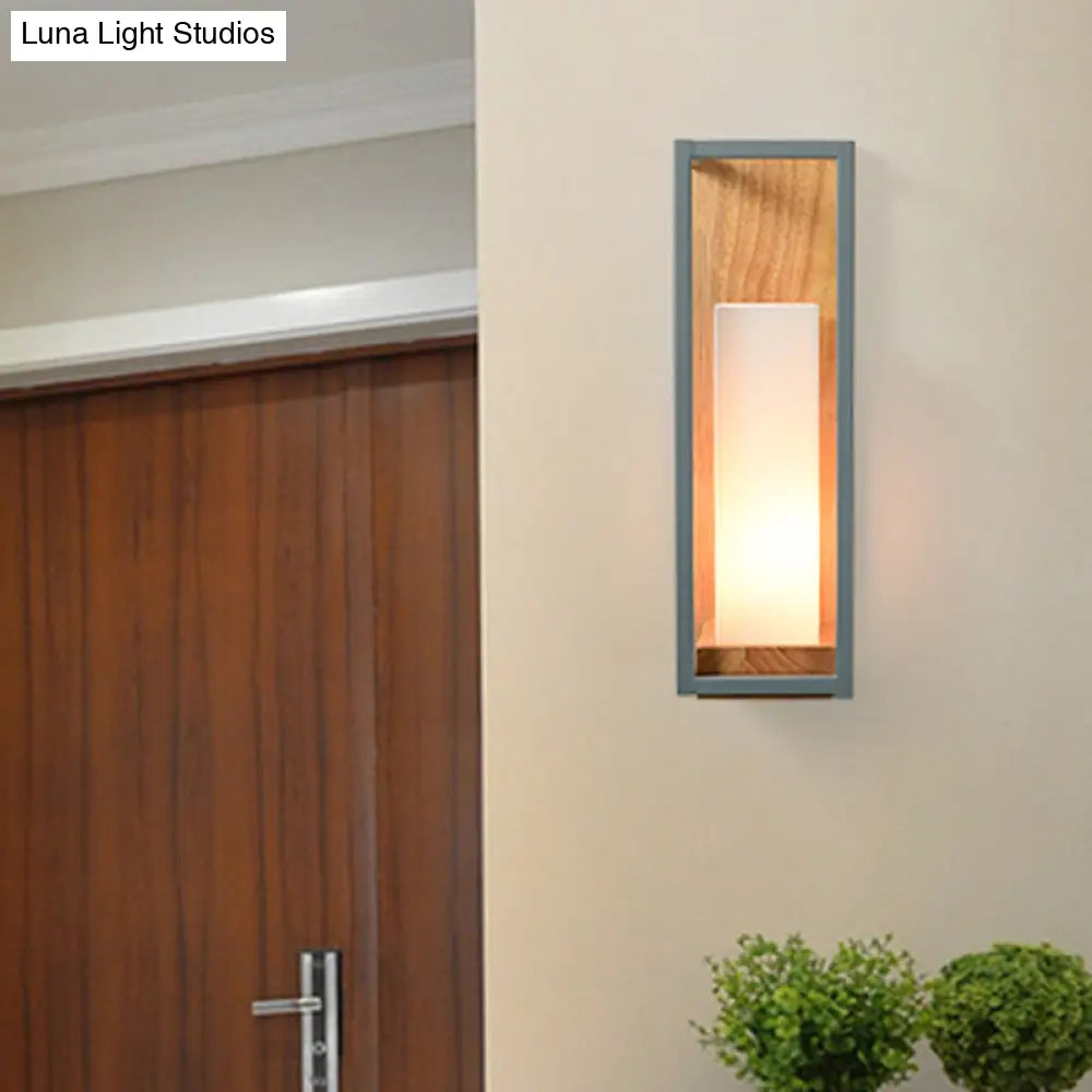 Grey Tubular Sconce Light With Asian Design - Wall Mounted Lighting