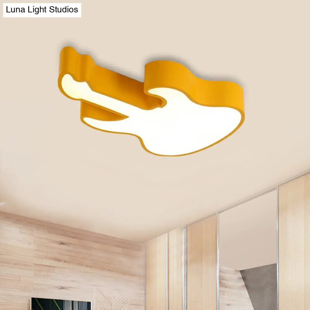 Guitar Baby Led Ceiling Light For Kids Bedroom - Acrylic Mount Fixture Yellow / 18 White